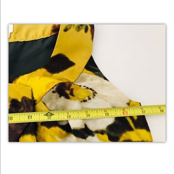 Kate Spade | Bette Silk Floral Top Womens XS Extra Small Yellow Bow Sleeve - Picture 10 of 12